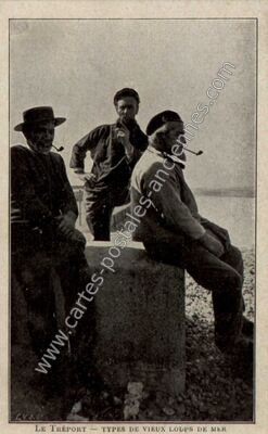 Carte postale ancienne Types de vieux loups de mer — Le Tréport (Seine-Maritime)