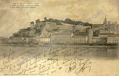 Carte postale ancienne Port aux bateaux à vapeur, tour de Barban et remparts — Avignon (Vaucluse)