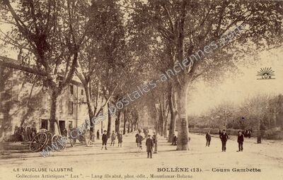 Carte postale ancienne Cours Gambette — Bollène (Vaucluse)