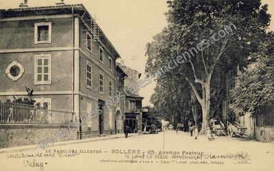 Carte postale ancienne 25. Avenue Pasteur le pont et allée conduisant à la maison — Bollène (Vaucluse)