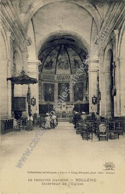 Carte postale ancienne Intérieur de l'Eglise — Bollène (Vaucluse)