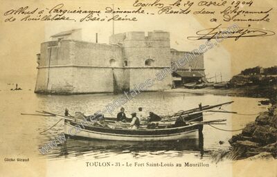 Carte postale ancienne Le Fort Saint-Louis au Mourillon — Toulon (Var)