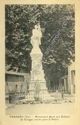 Carte postale ancienne Monument élevé aux Enfants de Varages morts pour la Patrie — Varages (Var)