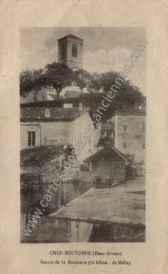 Carte postale ancienne Source de la Boutonne — Chef-Boutonne (Deux-Sèvres)