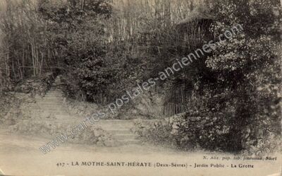 Carte postale ancienne Jardin Public - La Grotte — La Mothe-Saint-Héray (Deux-Sèvres)