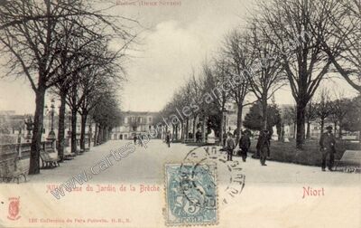 Carte postale ancienne Allée basse du Jardin de la Brèche — Niort (Deux-Sèvres)