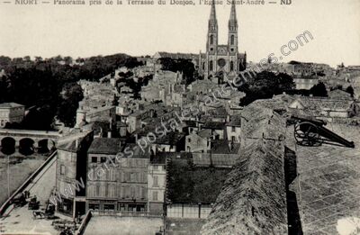 Carte postale ancienne Panorama pris de la Terrasse du Donjon, l'Eglise Saint-André — Niort (Deux-Sèvres)