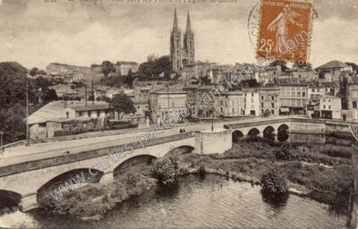 Carte postale ancienne Vue vers les Ponts et l'Eglise St-André — Niort (Deux-Sèvres)