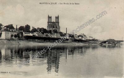 Carte postale ancienne Les Bords de la Seine — Mantes-la-Jolie (Yvelines)