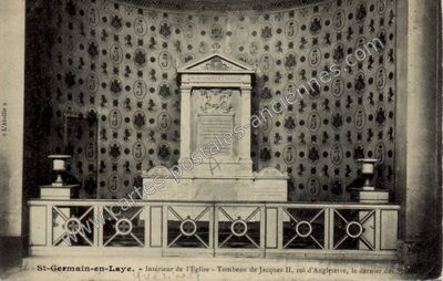 Carte postale ancienne Intérieur de l'Eglise - Tombeau de Jacques II, roi d'Angleterre, le dernier des Stuarts — Saint-Germain-en-Laye (Yvelines)