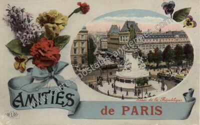 Carte postale ancienne Place de la Republique — Paris 3e (Paris)