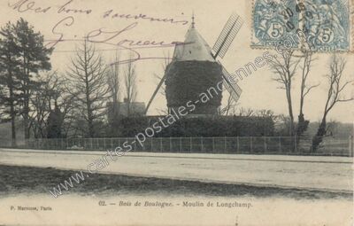 Carte postale ancienne Moulin de Longchamp — Paris 16e (Paris)