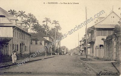 Carte postale ancienne La Rue de la Liberté — Cayenne (Guyane)