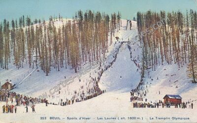 Carte postale ancienne Sports d'Hiver — Les Launes — Le Tremplin Olympique — Beuil (Alpes-Maritimes)