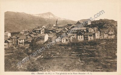 Carte postale ancienne Vue générale et le Mont Mounier — Beuil (Alpes-Maritimes)