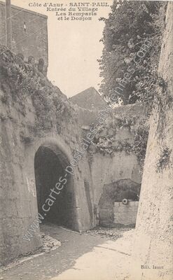 Carte postale ancienne Entrée du Village Les Remparts et le Donjon — Saint Paul (Alpes-Maritimes)