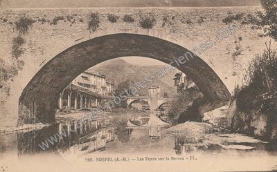 Carte postale ancienne Les Ponts sur la Bevera — Sospel (Alpes-Maritimes)