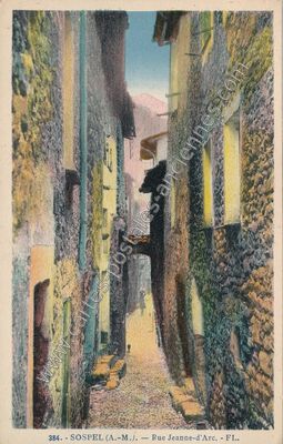Carte postale ancienne Rue Jeanne-d'Arc — Sospel (Alpes-Maritimes)