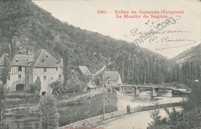 Carte postale ancienne Moulin de Sagne — Balaguier-sur-Rance (Aveyron)