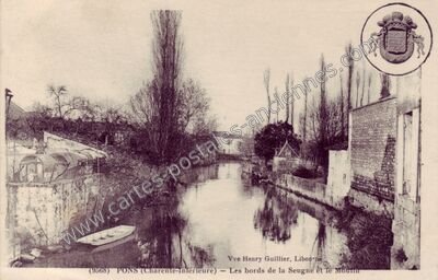Carte postale ancienne Les bords de la Seugne et le Moulin — Pons (Charente-Maritime)
