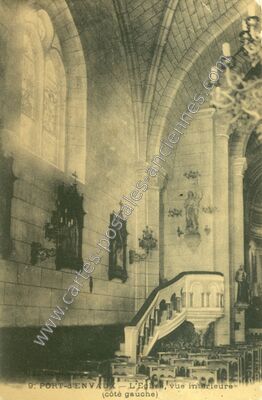 Carte postale ancienne L'Eglise, vue intérieure (côté gauche) — Port-d'Envaux (Charente-Maritime)