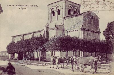 Carte postale ancienne L'Église — Préguillac (Charente-Maritime)