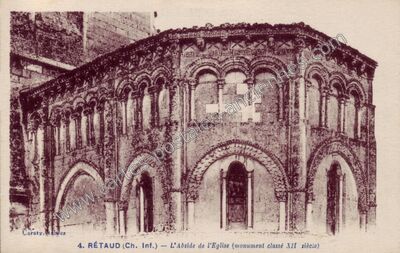 Carte postale ancienne L'Abside de l'Eglise (monument classé XII siècle) — Rétaud (Charente-Maritime)