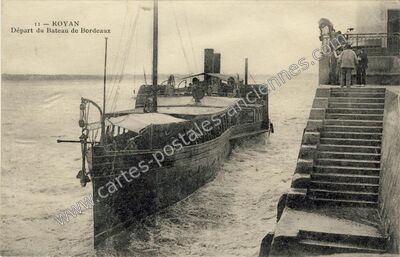 Carte postale ancienne Départ du Bateau de Bordeaux — Royan (Charente-Maritime)