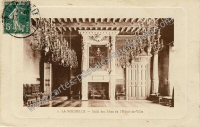 Carte postale ancienne Salle des Fêtes de l'Hôtel-de-Ville — La Rochelle (Charente-Maritime)