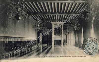 Carte postale ancienne La Salle des Fêtes de l'Hôtel-de-Ville — La Rochelle (Charente-Maritime)