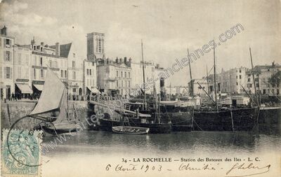 Carte postale ancienne Station des Bateaux des Iles — La Rochelle (Charente-Maritime)