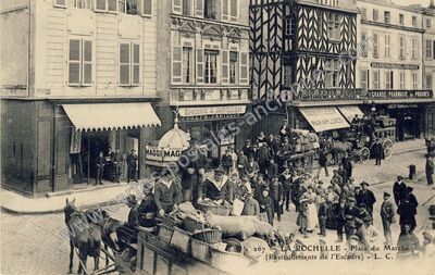 Carte postale ancienne Place du Marché (Ravitaillements de l'Escadre) — La Rochelle (Charente-Maritime)