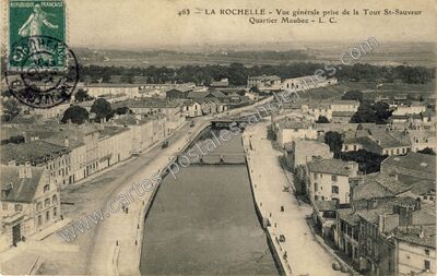 Carte postale ancienne Vue générale prise de la Tour St-Sauveur Quartier Maubec — La Rochelle (Charente-Maritime)