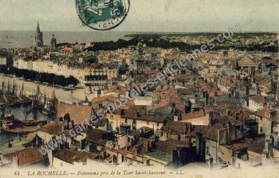 Carte postale ancienne Panorama pris de la Tour Saint-Sauveur — La Rochelle (Charente-Maritime)
