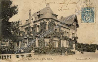 Carte postale ancienne Villa Richelieu — La Rochelle (Charente-Maritime)
