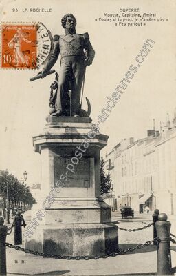Carte postale ancienne Statue de Duperré — La Rochelle (Charente-Maritime)