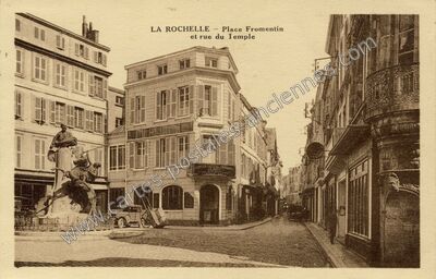 Carte postale ancienne Place Fromentin et rue du Temple — La Rochelle (Charente-Maritime)