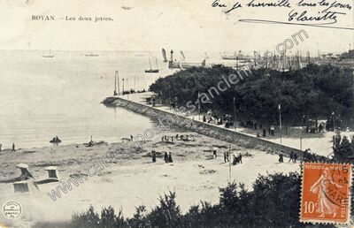 Carte postale ancienne Les deux jetées — Royan (Charente-Maritime)