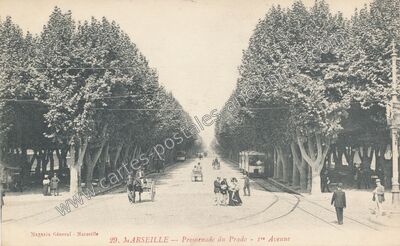 Carte postale ancienne Promenade du Prado - 1re Avenue — Marseille (Bouches-du-Rhône)