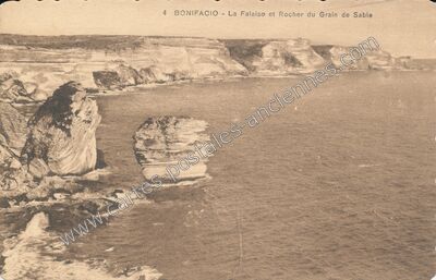 Carte postale ancienne La Falaise et Rocher du Grain de Sable — Bonifacio (Corse-du-Sud)