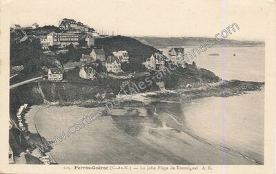 Carte postale ancienne La jolie Plage de Trestrignel — Perros-Guirec (Côtes-d'Armor)