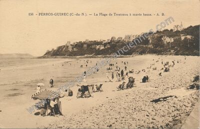 Carte postale ancienne La Plage de Trestraou à marée basse — Perros-Guirec (Côtes-d'Armor)