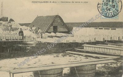 Carte postale ancienne Carrières de terre à pipe — Poisvilliers (Eure-et-Loir)