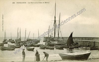 Carte postale ancienne Le Port et la Jetée de Kérity — Penmarch (Finistère)