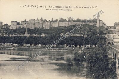 Carte postale ancienne Le Château et les Rives de la Vienne — Chinon (Indre-et-Loire)