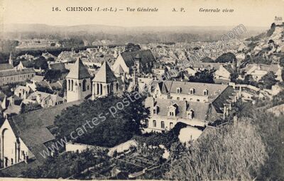 Carte postale ancienne Vue Générale — Chinon (Indre-et-Loire)