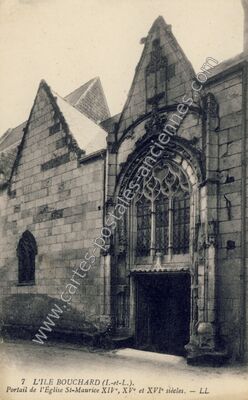 Carte postale ancienne Portail de l'Église St-Maurice XIV°, XV° et XVI° siècles — L'Île-Bouchard (Indre-et-Loire)