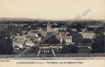 Carte postale ancienne Vue Générale, prise du Château du Temple — L'Île-Bouchard (Indre-et-Loire)