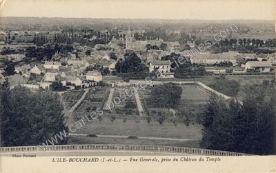 Carte postale ancienne Vue Générale, prise du Château du Temple — L'Île-Bouchard (Indre-et-Loire)