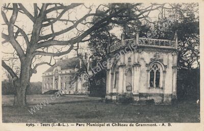 Carte postale ancienne Parc Municipal et Château de Grammont — Tours (Indre-et-Loire)